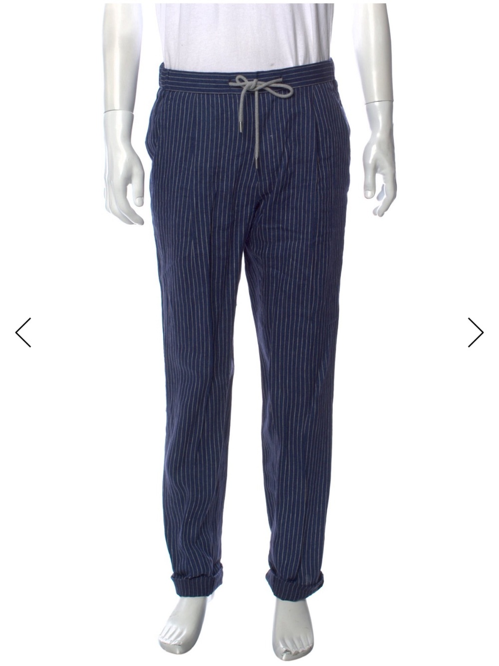 SuitSupply Ames Pleat ES Linen Drawstring Pants – Navy Pinstripe